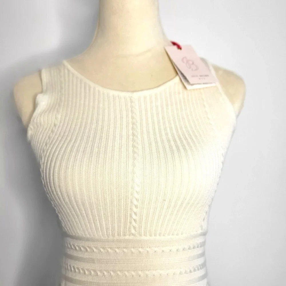 Cream Color Neutral Fine Knit Sweater Dress Women's Size Medium - Picture 4 of 13